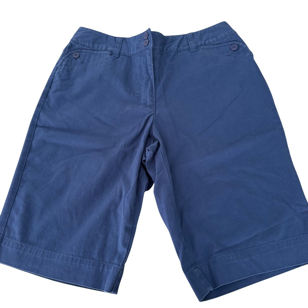 NEW Talbots Women's Bermuda Shorts Blue Cotton Stretch‎ Preppy 6 Petite 6P NWT